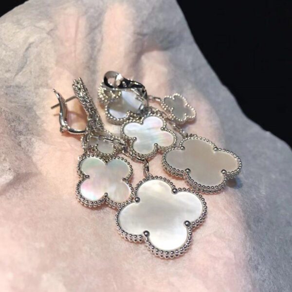 Toxse Clover Earrings White Mop 4 Motifs Silver - Image 3