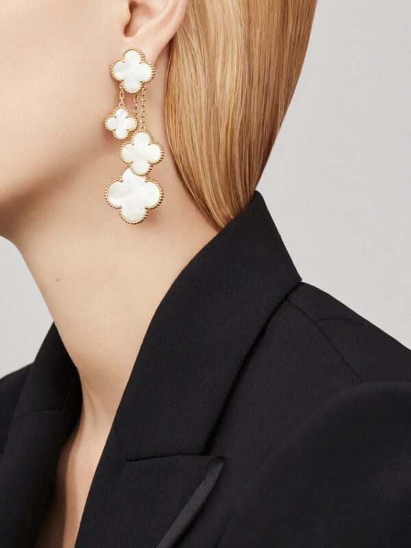 Toxse Clover Earrings White Mop 4 Motifs Gold - Image 2