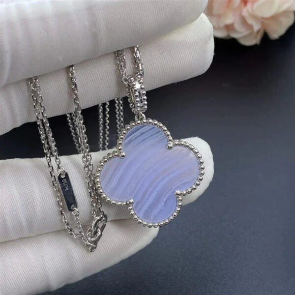 Toxse Clover Silver Chalcedony Big Clover Necklace - Image 2