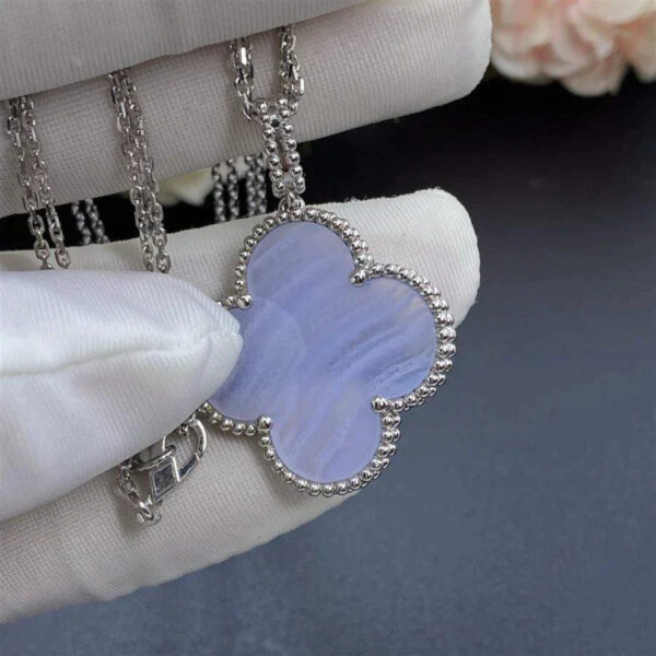 Toxse Clover Silver Chalcedony Big Clover Necklace - Image 3