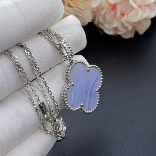 Toxse Clover Silver Chalcedony Big Clover Necklace - Image 4