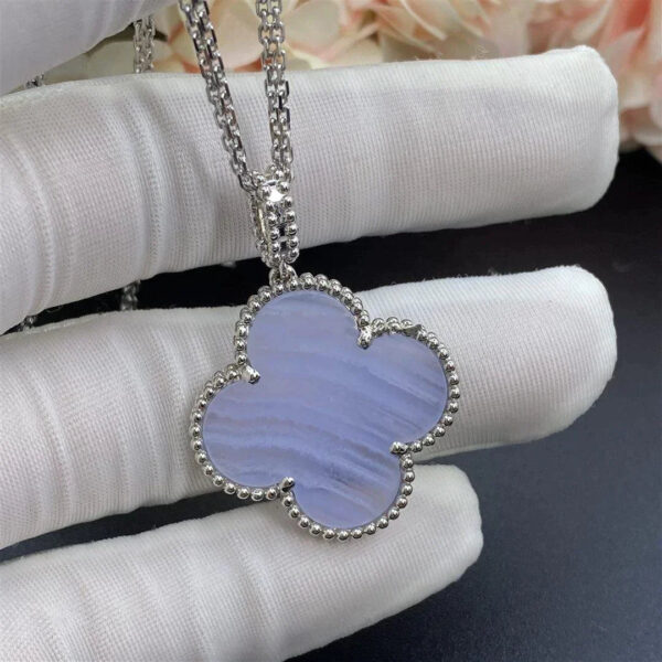 Toxse Clover Silver Chalcedony Big Clover Necklace - Image 5