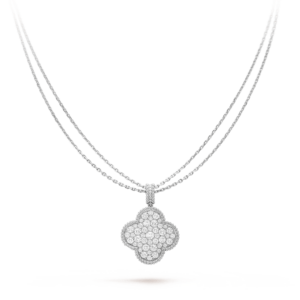 Toxse Clover Silver Full Diamond Big Clover Necklace