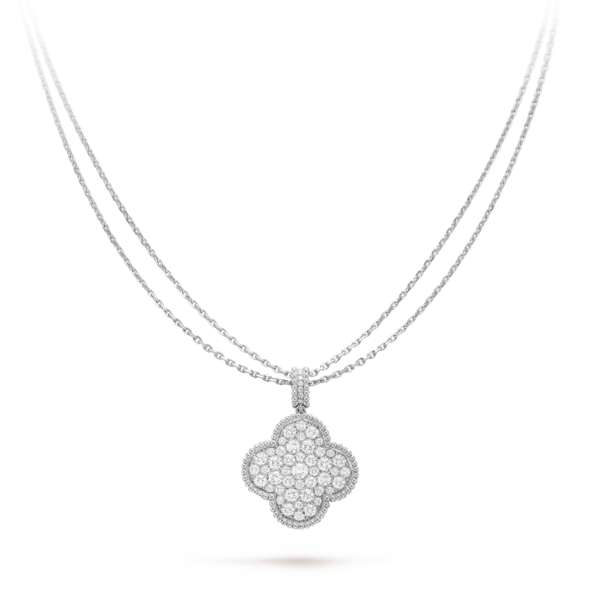 Toxse Clover Silver Full Diamond Big Clover Necklace