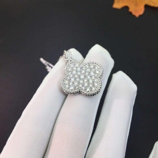 Toxse Clover Silver Full Diamond Big Clover Necklace - Image 2