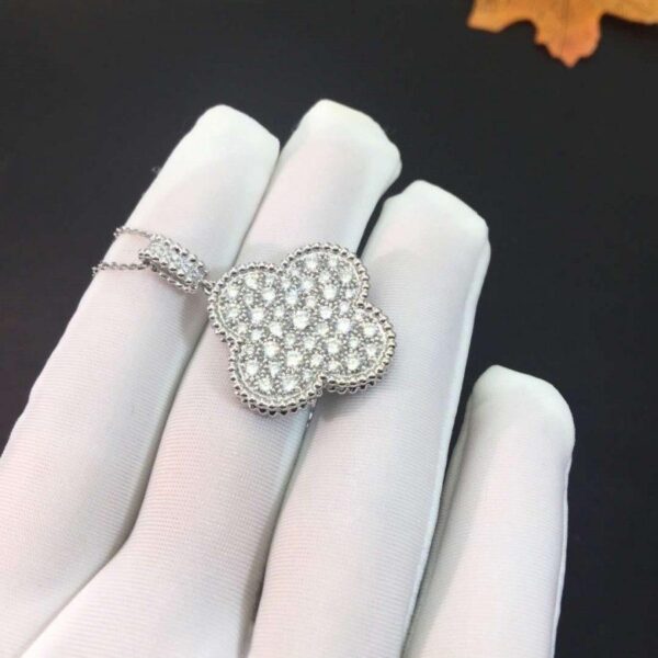 Toxse Clover Silver Full Diamond Big Clover Necklace - Image 3