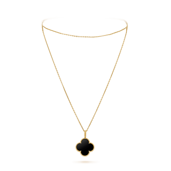 Toxse Clover Silver Onyx Big Clover Necklace - Image 2