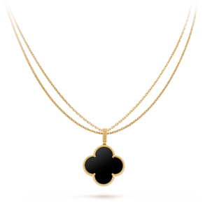 Toxse Clover Silver Onyx Big Clover Necklace