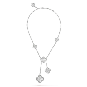 Toxse Clover 5 Motifs Silver Diamonds Necklace