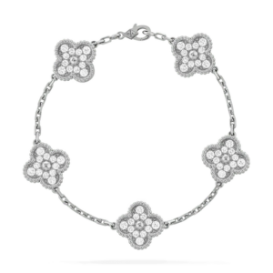 Toxse Clover 5 Motifs Silver Diamond Bracelet