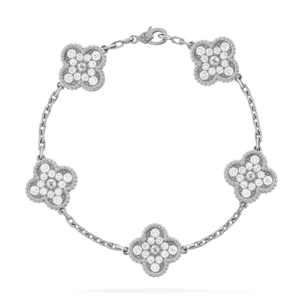 Toxse Clover 5 Motifs Silver Diamond Bracelet