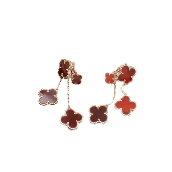 Toxse Clover Earrings Carnelian 4 Motifs Pink Gold