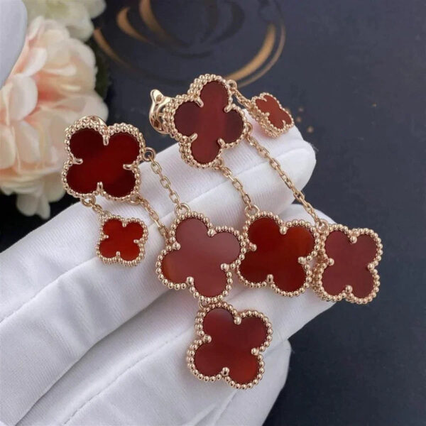 Toxse Clover Earrings Carnelian 4 Motifs Pink Gold - Image 3