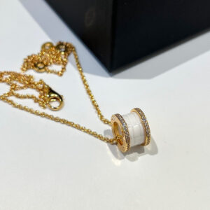 Toxse Zero 1 White Ceramic Diamond Pink Gold Necklace