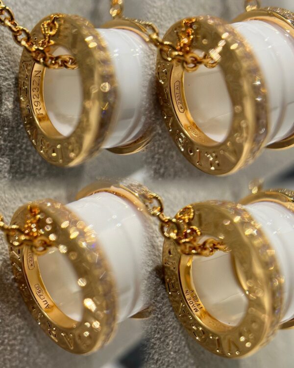 Toxse Zero 1 White Ceramic Diamond Pink Gold Necklace - Image 3