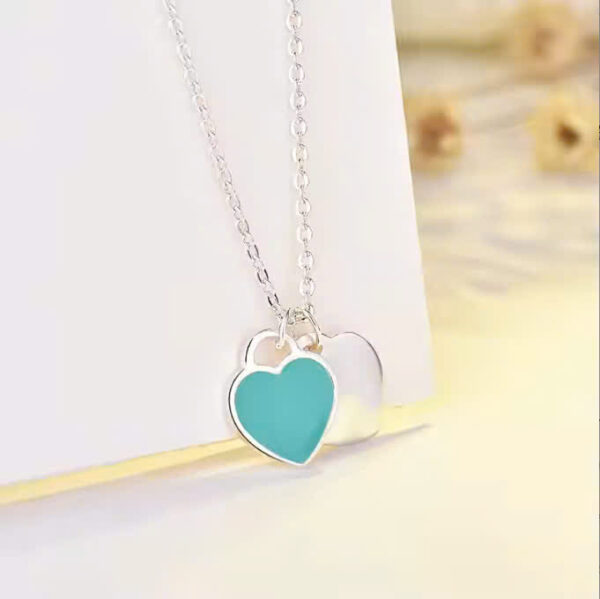 Toxse T - Jewelry Double Heart Pendant Silver Necklace - Image 2